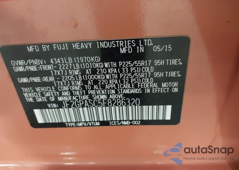 2015 Subaru Xv Crosstrek 2.0I Limited из США, поврежденный, VIN JF2GPASC5F8286320